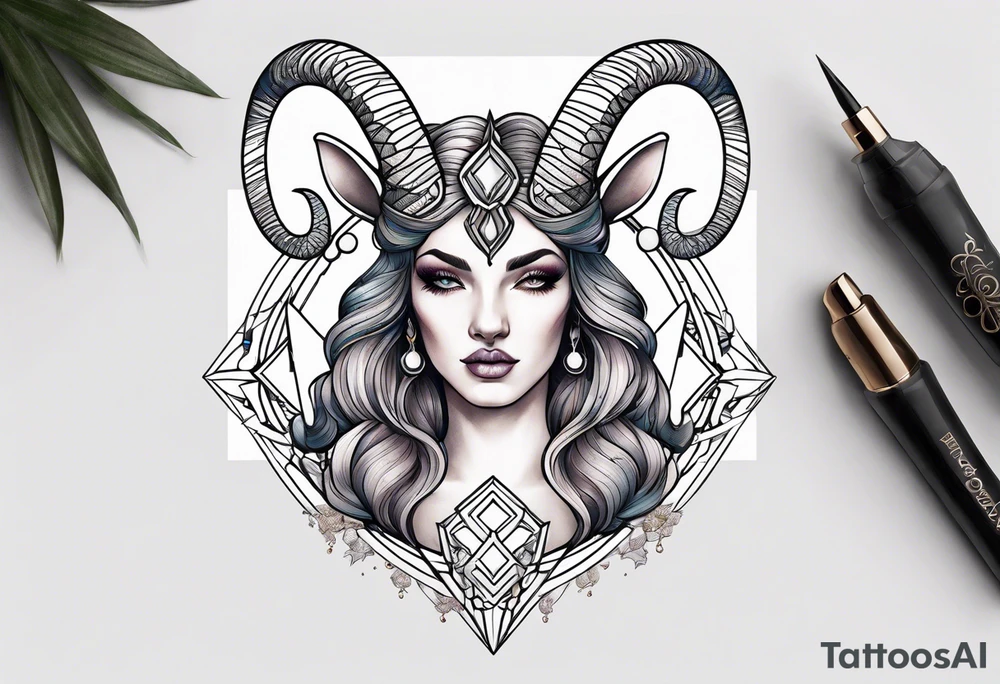 Feminine capricorn tattoo idea