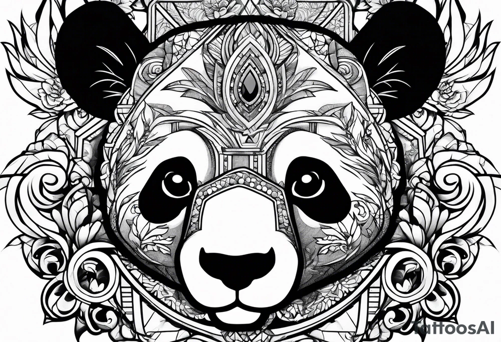 A panda bear head zoomed in tattoo idea