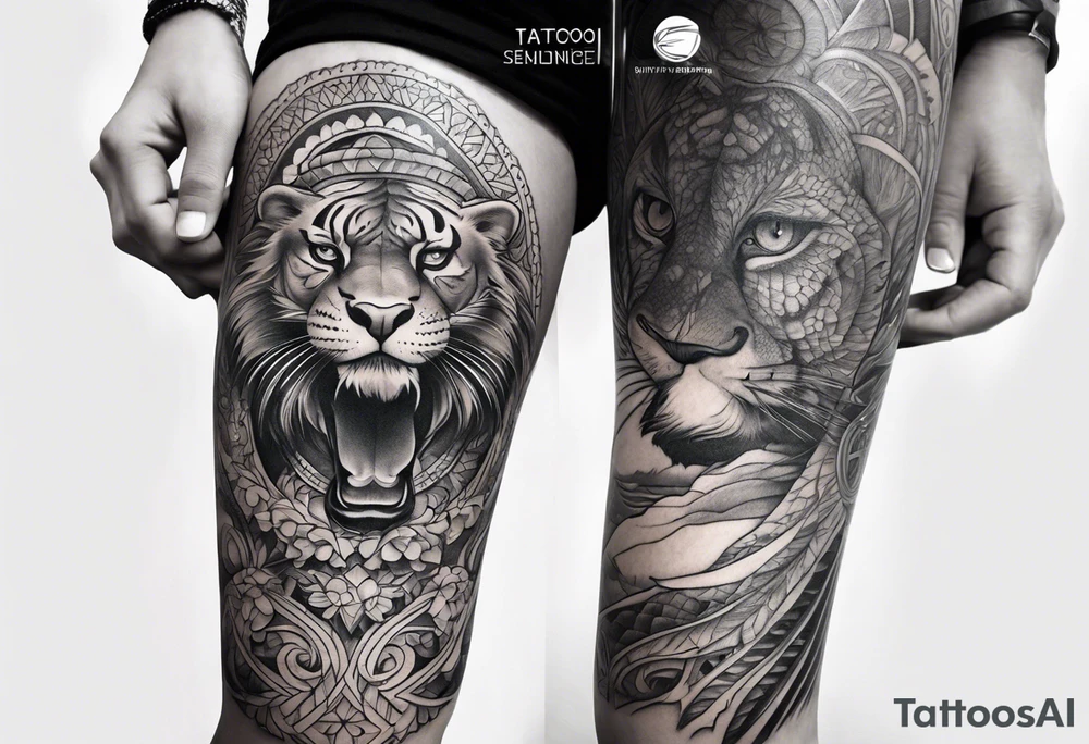 Cool leg sleeve tattoo idea