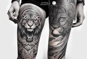 Cool leg sleeve tattoo idea