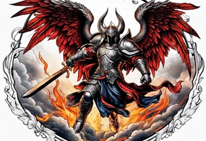 Michael the Archangel fighting devil tattoo idea