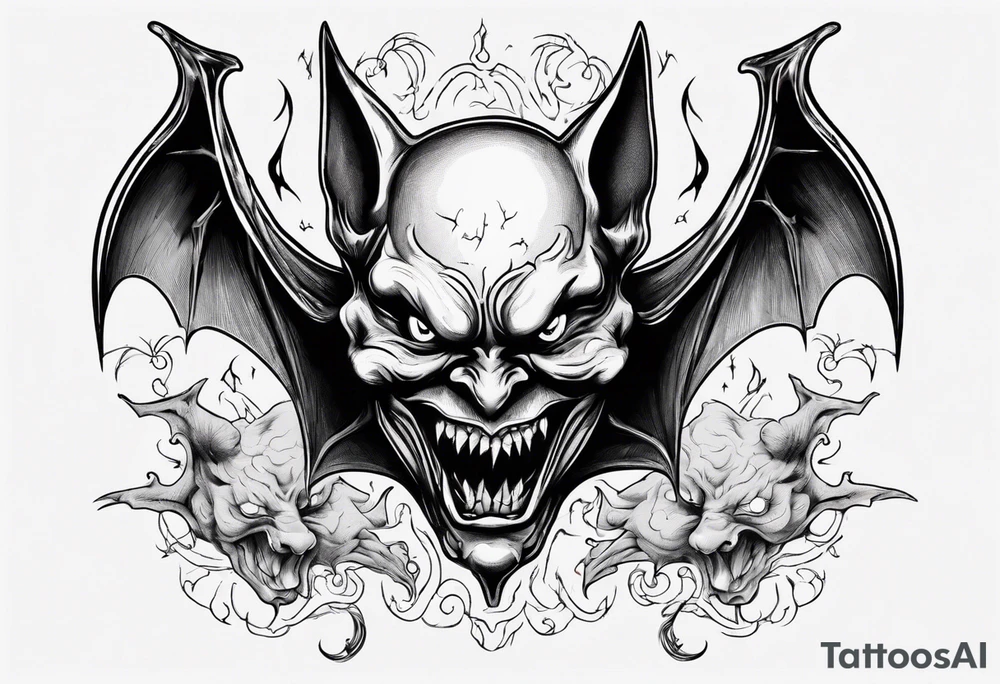 bat
hallucinating with demon face tattoo idea