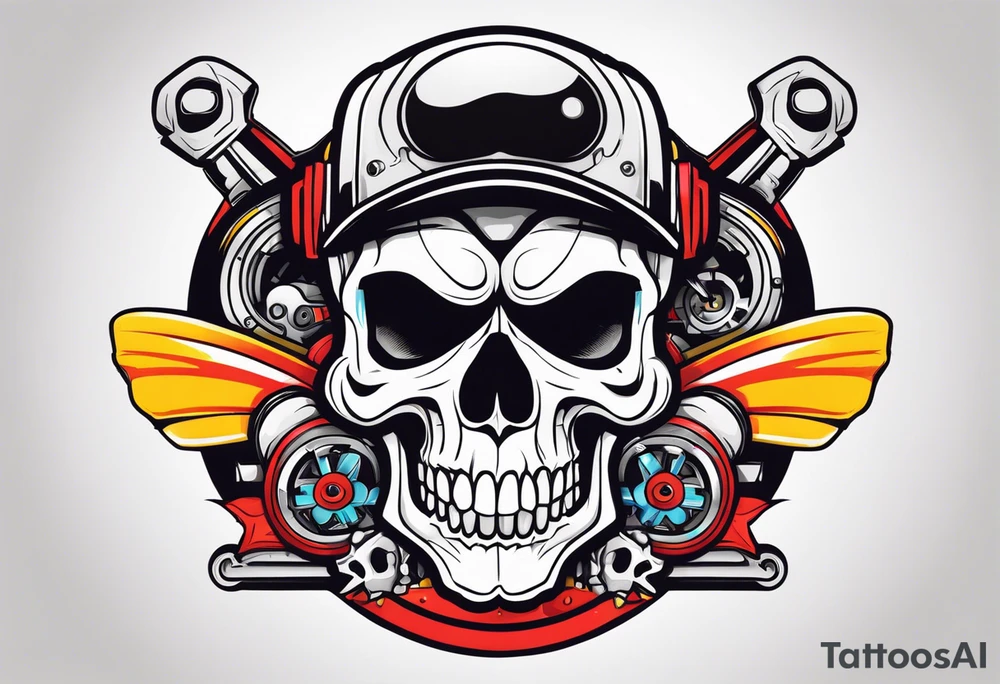 Mechanic skull tattoo idea