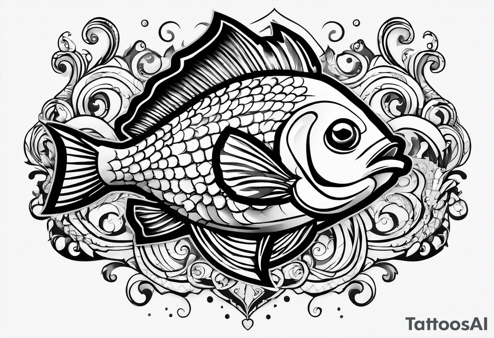pescado adentro de un corazón tattoo idea