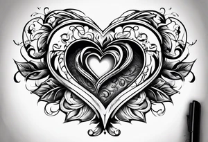 the word "slut" written in cursive with a heart attached to it tattoo idea