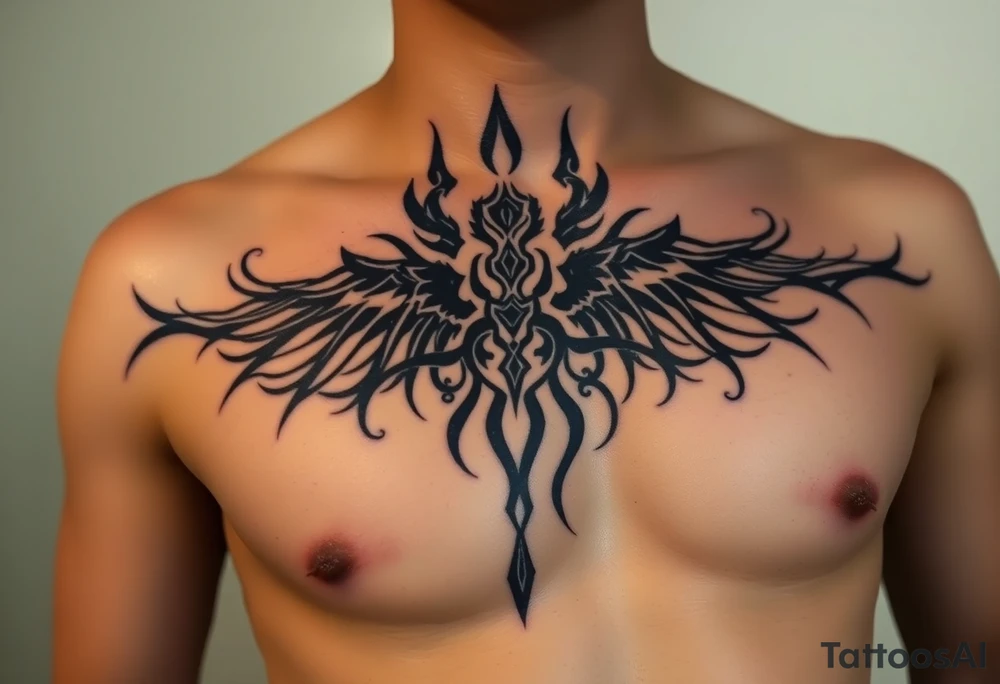 Sak yant Thai tattoo that allows me to access all my powers and magick such as immortality granting immortality to those I ressurect with my blood and creating new magick or allows me to craft new magick grants me telekinesis telepathy allows me to move through shadow to shadow allows me to jump in shadows into the shadow world and move through it allows me to control other people and gods or anyone's magic and body through phychic control as well as seeing spirits and other entities of higher and lower vibrations not seen with naked eyes as well as allows me to communicate with them as  kaluk mizuzu a supreme one or the Lord of lords he who is the supreme reflection of she who is the Lord of the eternal flame tattoo idea