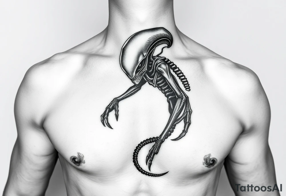 Alien on stomach tattoo idea