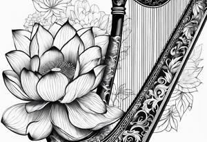 harpe en feuille de lotus tattoo idea