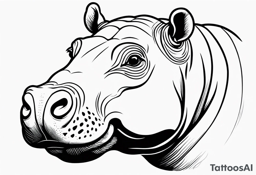 Baby hippo face tattoo idea