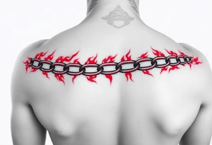 Red burn-like chain scars going across the whole forearm tattoo idea