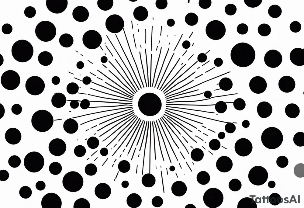 simple sunshine made of black dots with circles. rays coming out tattoo idea