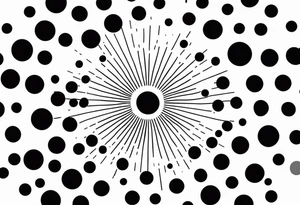simple sunshine made of black dots with circles. rays coming out tattoo idea