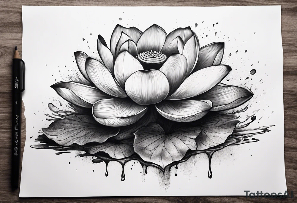 Lotus flower growing out of a pile of ashes tattoo idea