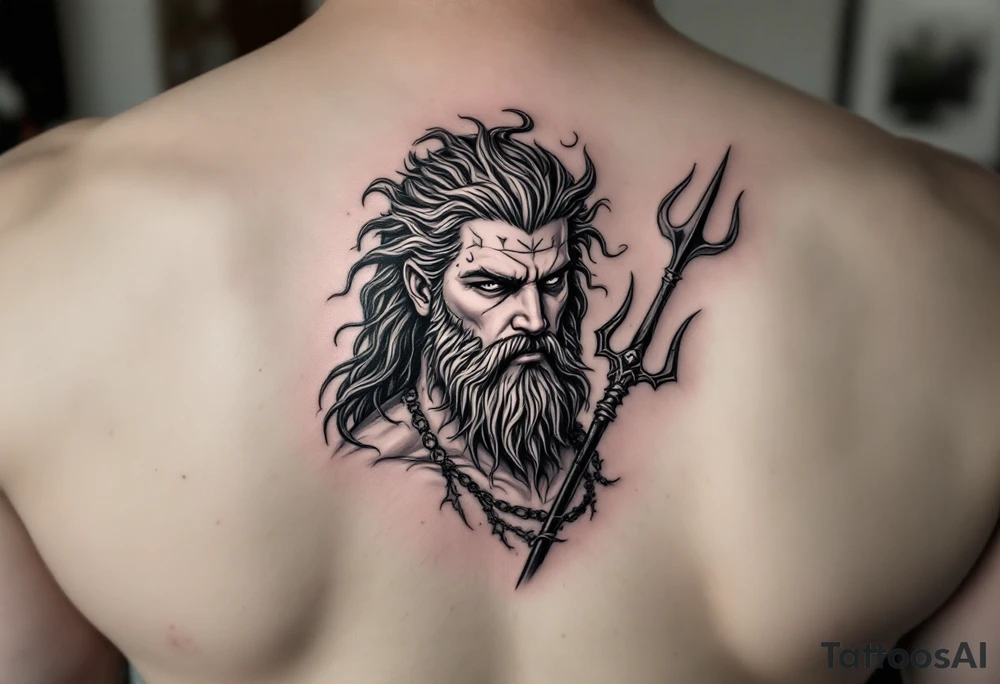 Poseidon with trident tattoo idea