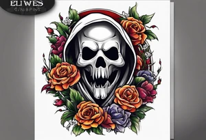 Ghostface holding flowers tattoo idea