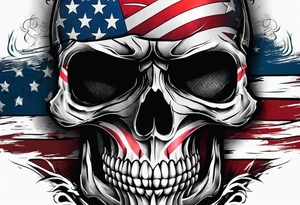 half face skull with american flag tattoo idea