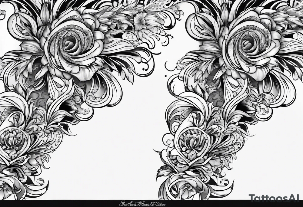 Filagree leg tattoo negative tattoo idea