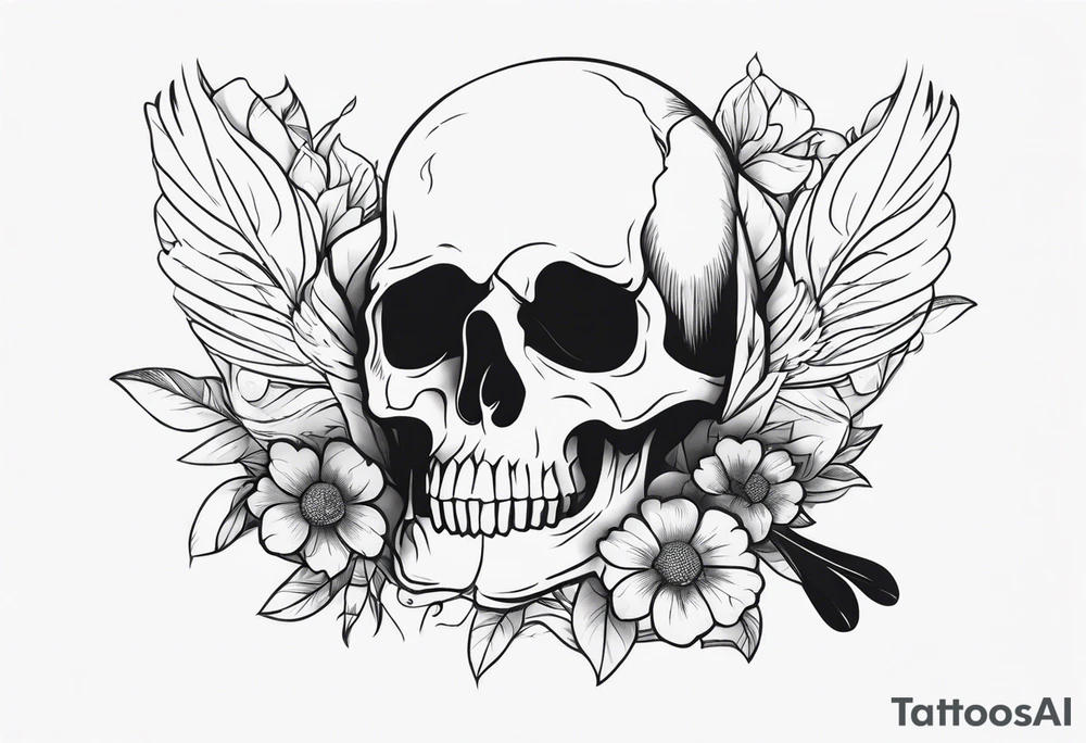 bird and skull tattoo idea