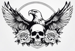 incorporate an eagle, with skull and flowers tattoo idea