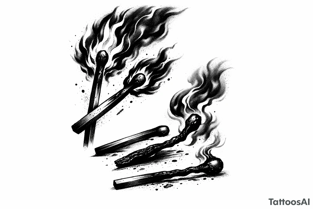 burning matchsticks tattoo tattoo idea