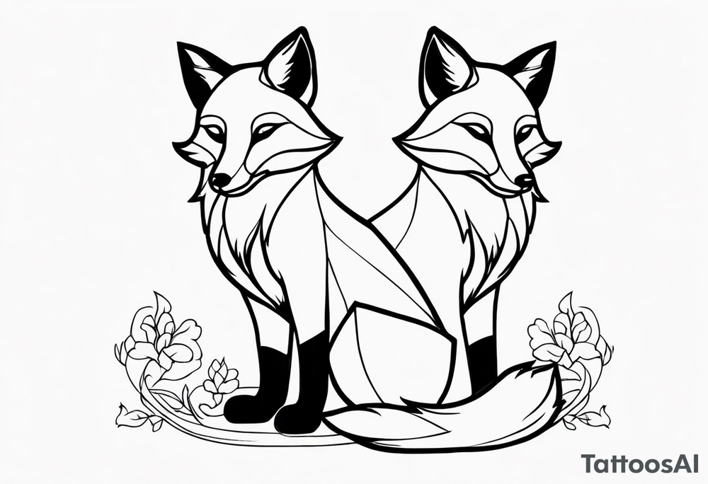 cute fox sitting tattoo idea