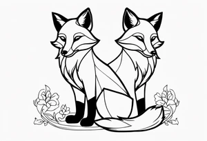 cute fox sitting tattoo idea