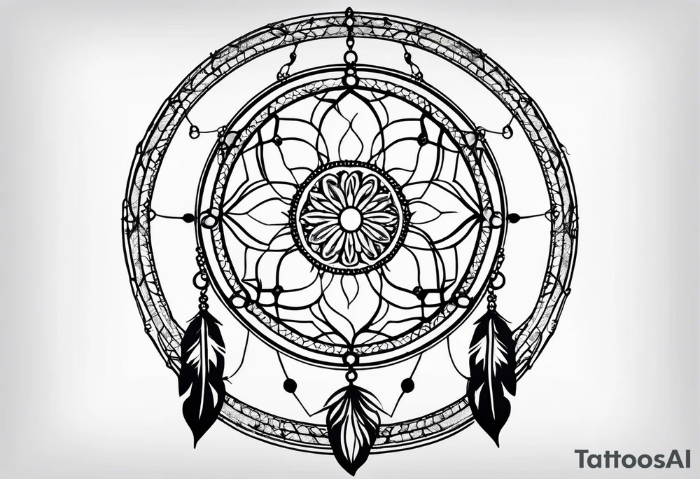 Dream catcher with queen anns lace hanging from the bottom tattoo idea