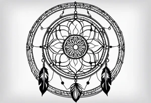 Dream catcher with queen anns lace hanging from the bottom tattoo idea