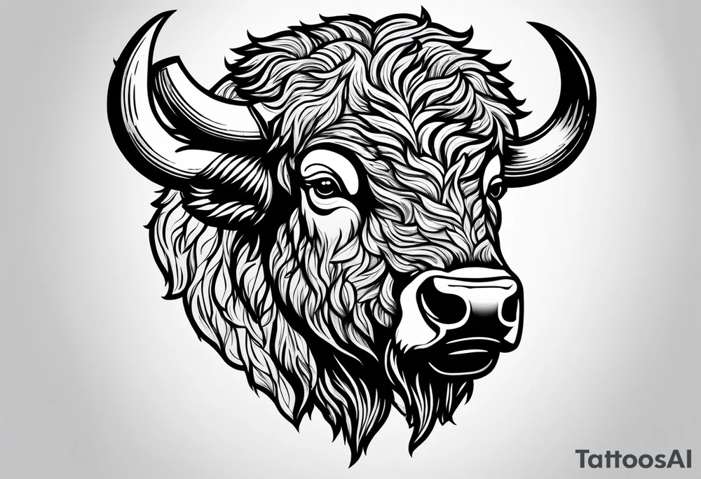 Bison head outline tattoo idea