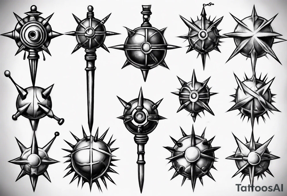 spiked ball mace on a chain tattoo idea