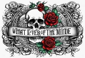 Script lettering saying"What ever our souls are made of, his and mine are the same" gothic tattoo idea