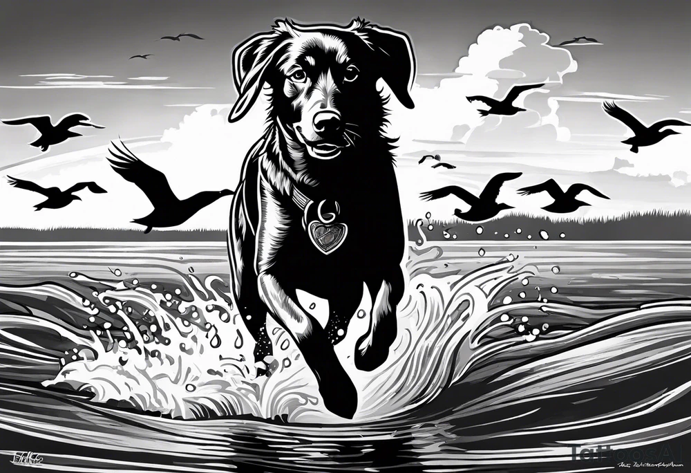 bird dog retrieving duck from marsh tattoo idea bird dog retrieving duck from marsh tattoo idea