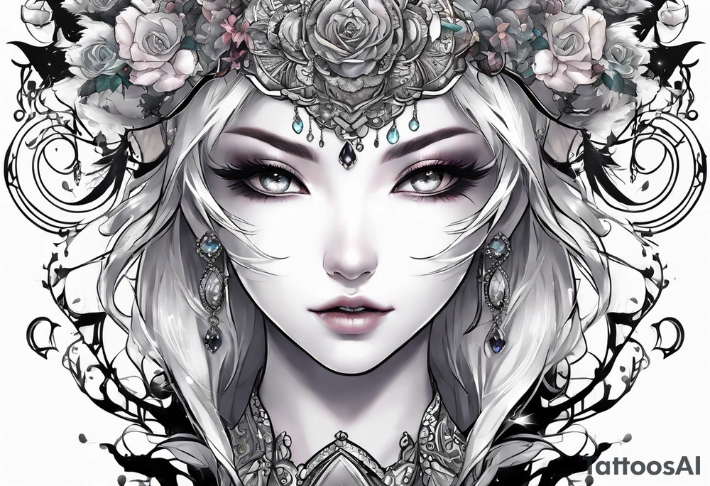 Anime tattoo that goes on my back, along my spine tattoo idea