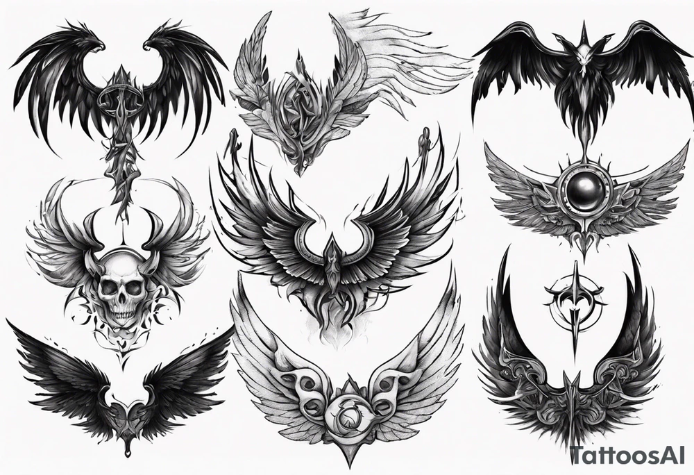 mystical dark wings tattoo idea