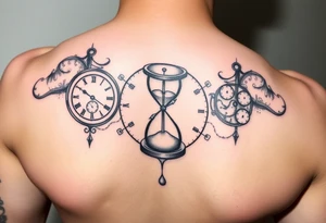 Clocks, sand timer, years , hours all melting away tattoo idea