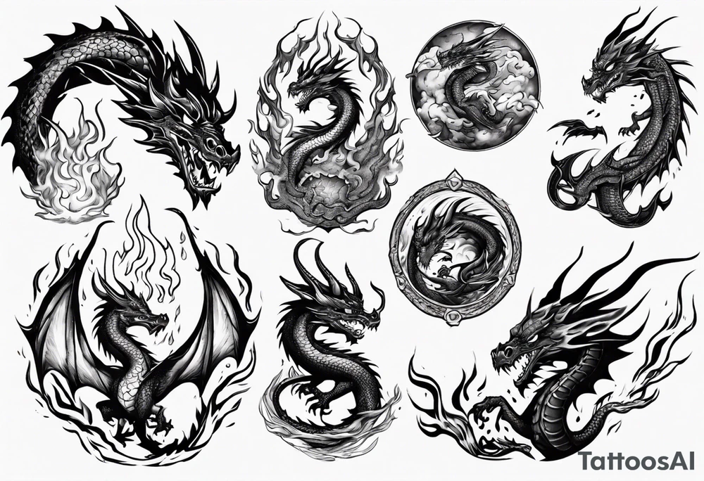 Dragon Surrounded in Fire tattoo idea