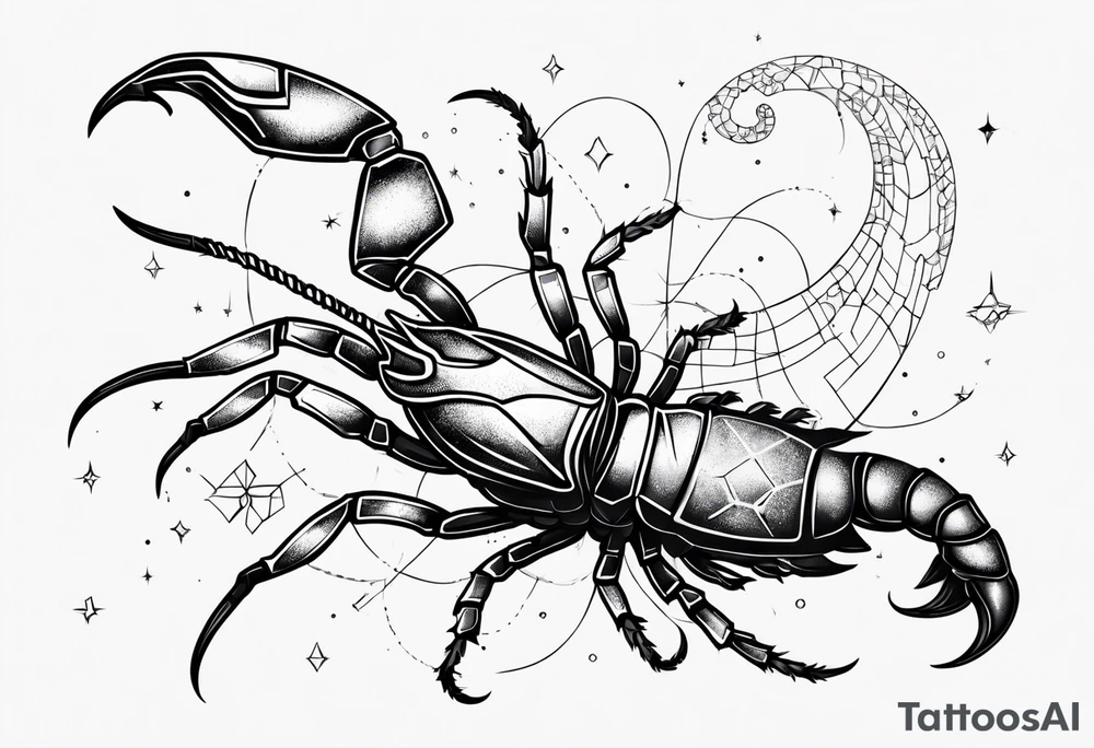 Feminine scorpion with scorpio constellation tattoo idea
