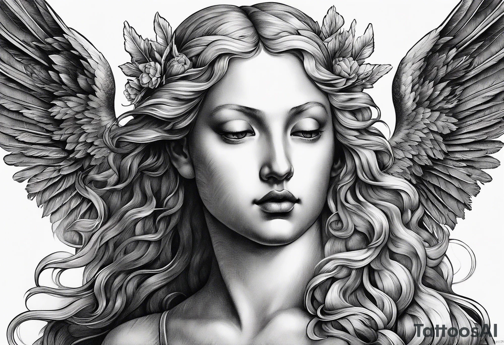 an angel engraving in the style of Albrecht Dürer tattoo idea