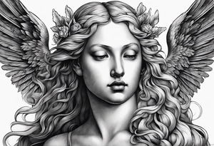 an angel engraving in the style of Albrecht Dürer tattoo idea