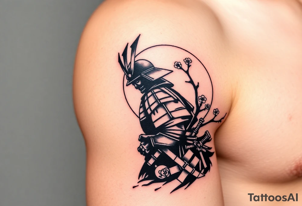 noble samurai warrior silhouette at sunset with cherry blossoms tattoo idea noble samurai warrior silhouette at sunset with cherry blossoms tattoo idea