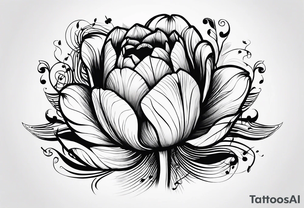 Tulip with music note tattoo idea