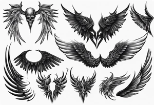 dark mysterious wings tattoo idea