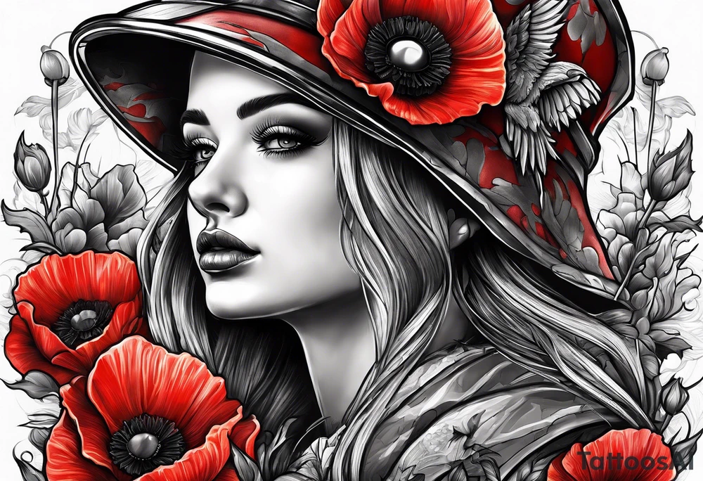 Fallen soldier memorial with poppy tattoo idea