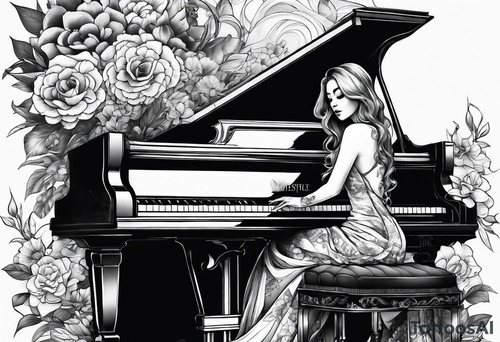 dead girl playing piano tattoo idea