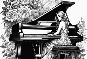 dead girl playing piano tattoo idea