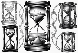 hourglass grandfather memorial sunset tattoo idea