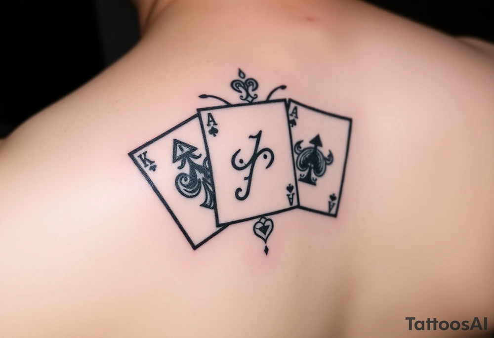 5 playing cards, twin Gemini zodiac, smile now cry later tattoo idea
