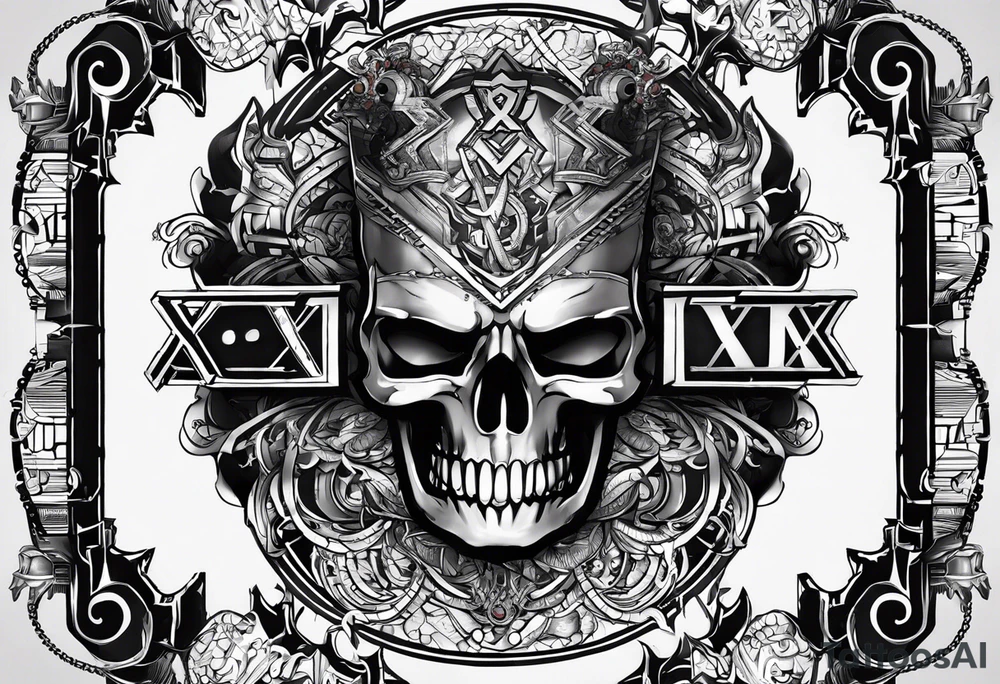 I need a tattoo design that prominently features the letters X and I while incorporating cyberpunk elements. The tattoo will be placed on the wrist. tattoo idea