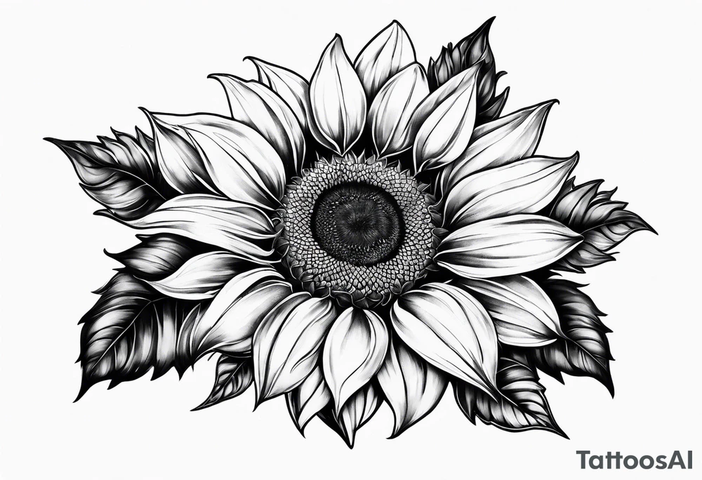 sketch sunflower tattoo idea
