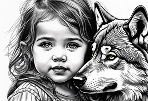 Toddler girl with wolf face tattoo idea